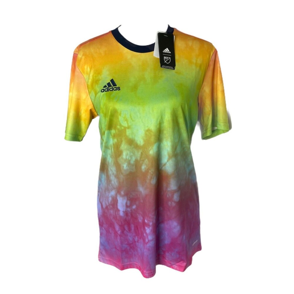 Adidas Men's Shirt Multicolor MLS Preshi Lgbt Short Sleeve Athletic Size Small